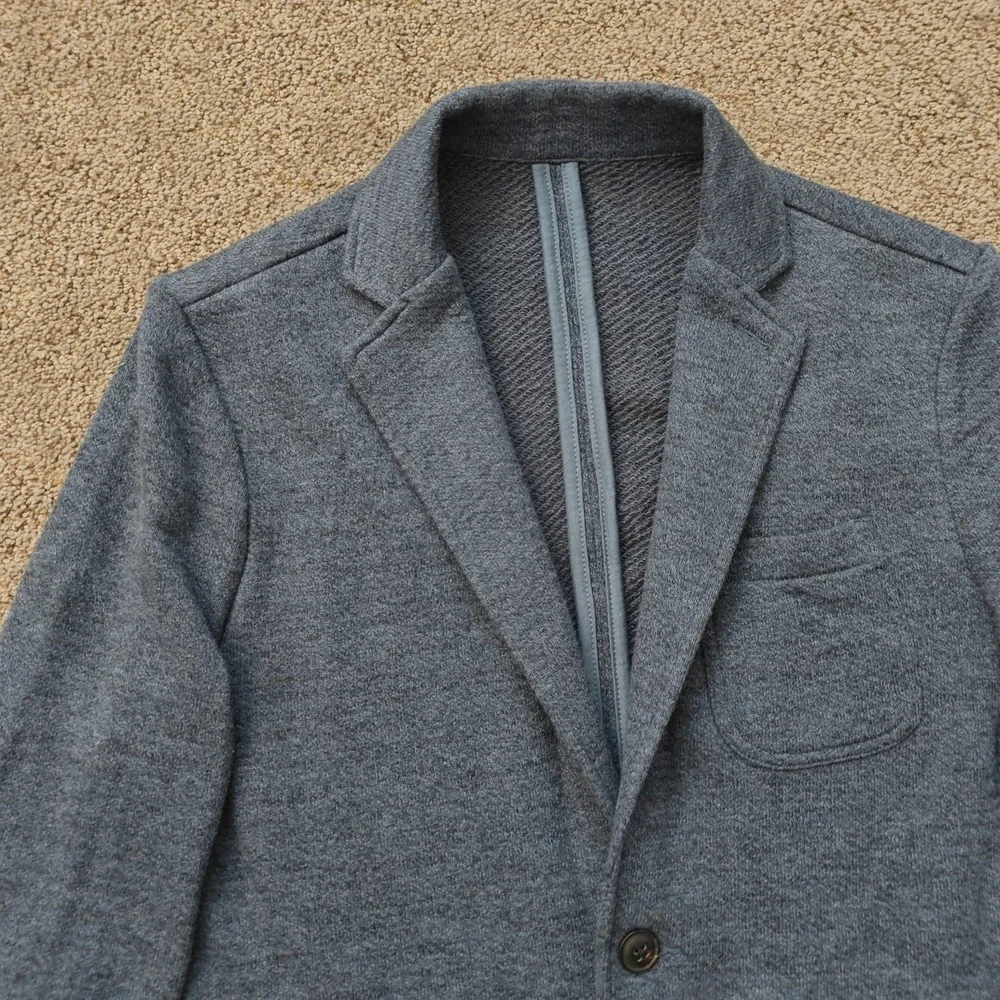 FAHERTY Mens Knit Blazer XS Gray Cotton Blend Casual Prep Tailored Jacket